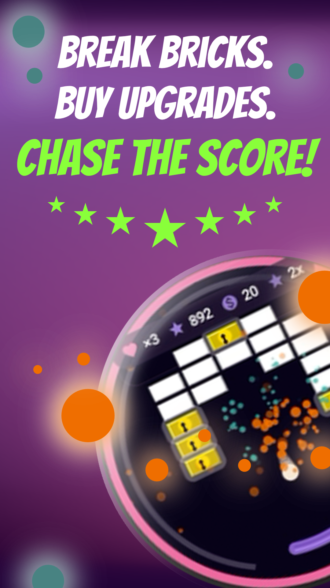 Brick Run promotional screen showing the Wear OS game